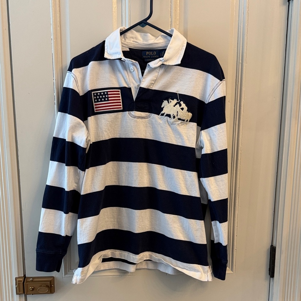 Polo by Ralph Lauren Men's Navy and White Striped Polo